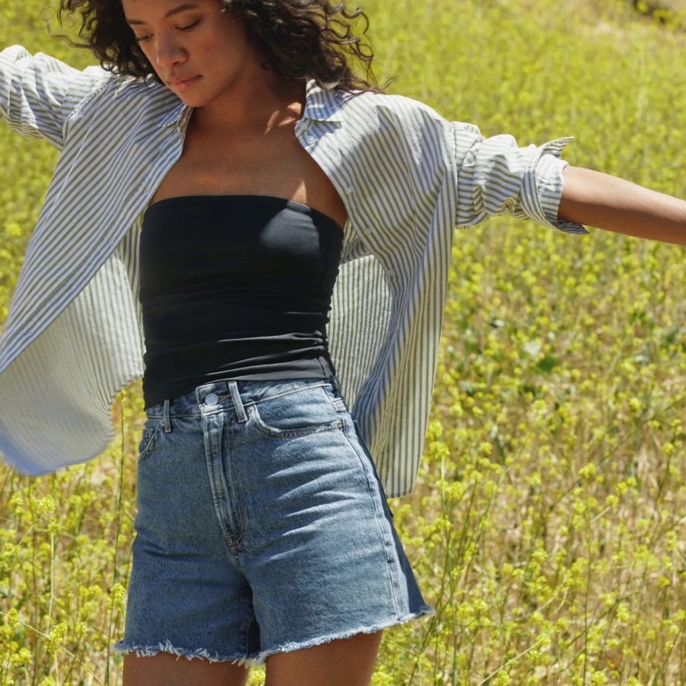 Everlane A-Line Denim Shorts in Medium Indigo